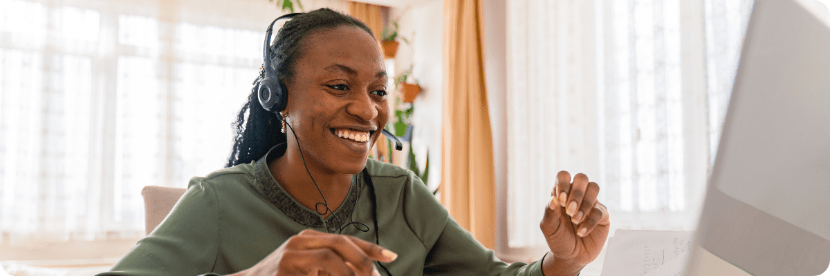 A cheerful small business owner engaging in a digital strategy session, showcasing the power of freelance marketing for small businesses.