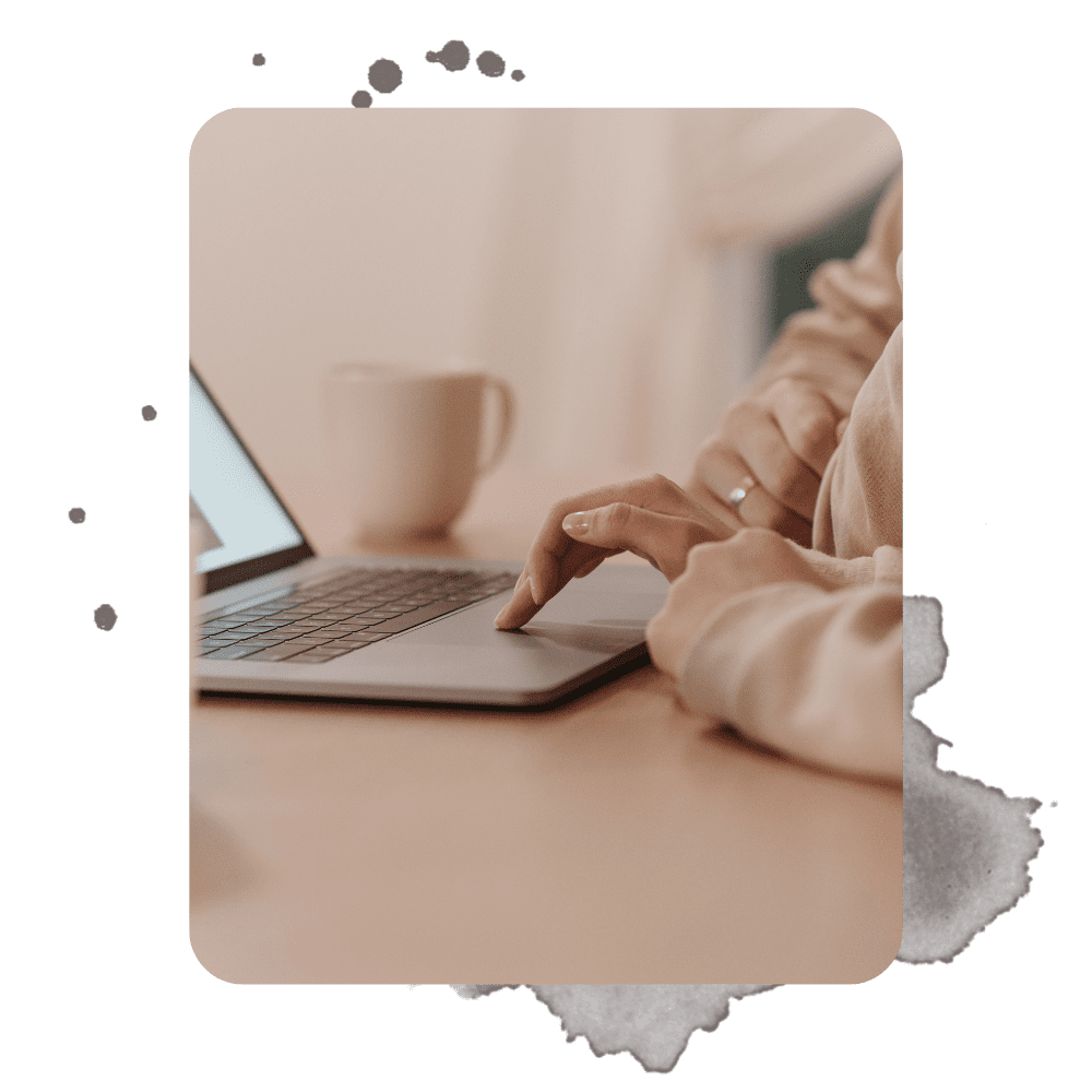 Hands typing on a laptop during an 8-Week Sprint strategy session with The Business Tea, a small business digital marketing growth consultancy. Focused on executing tailored marketing strategies to help small businesses scale and drive sustainable growth.