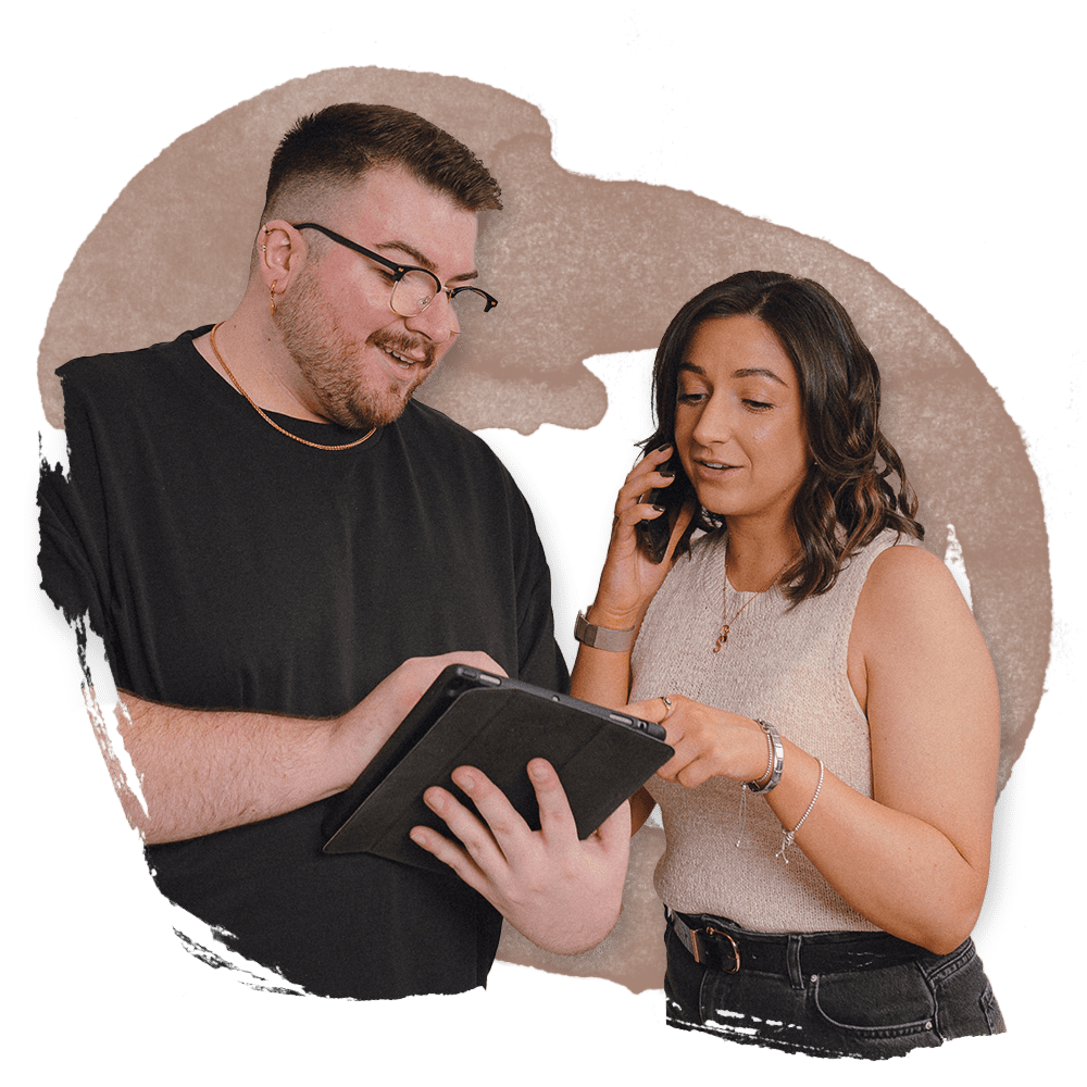 Sarah and Ross Powell from The Business Tea, a small business digital marketing growth consultancy, collaborating during a Growth Consultancy Session. Providing expert marketing strategy and business growth support for small businesses and entrepreneurs looking to scale online.