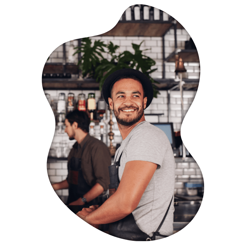 Small business owner working in a coffee shop