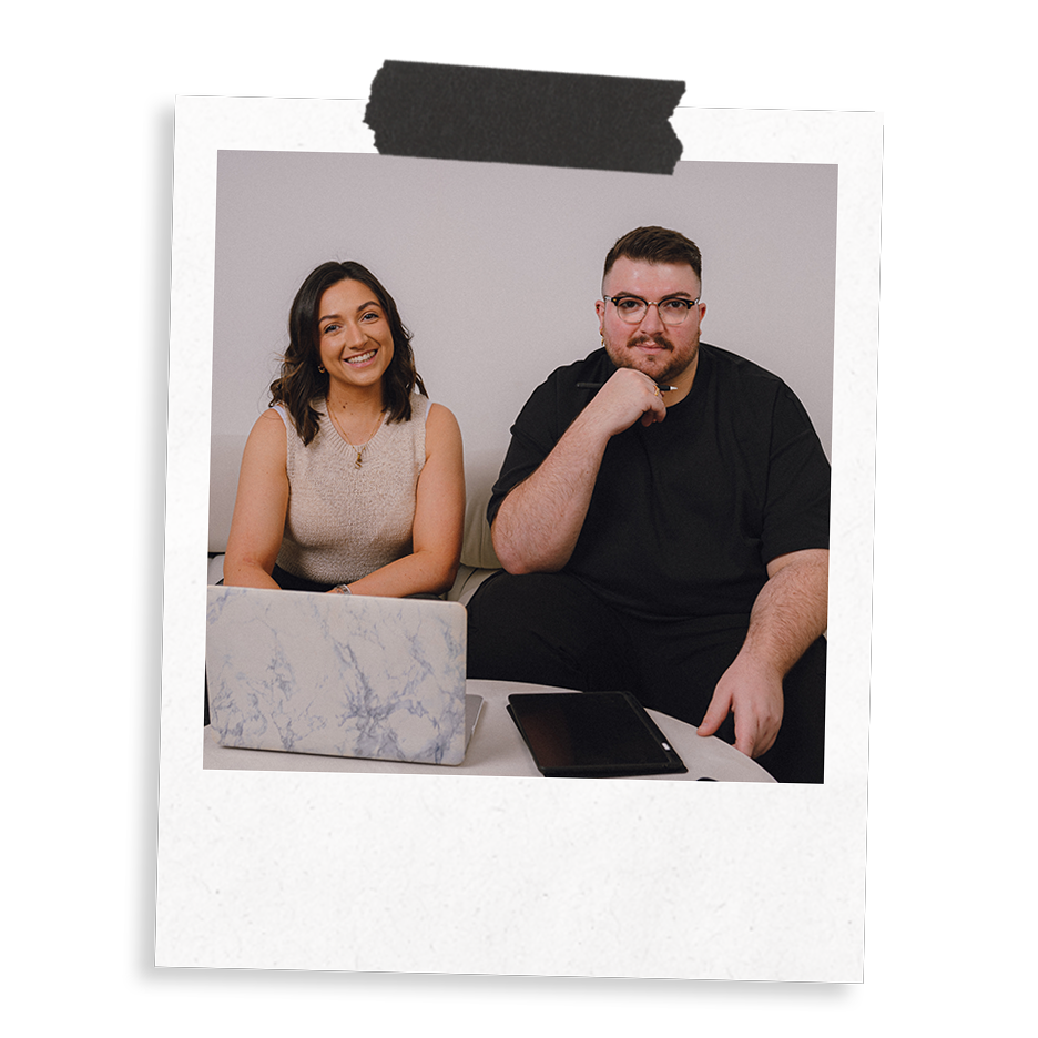 Sarah and Ross Powell, The Business Tea Co-Founders working on a client's paid media retainer.