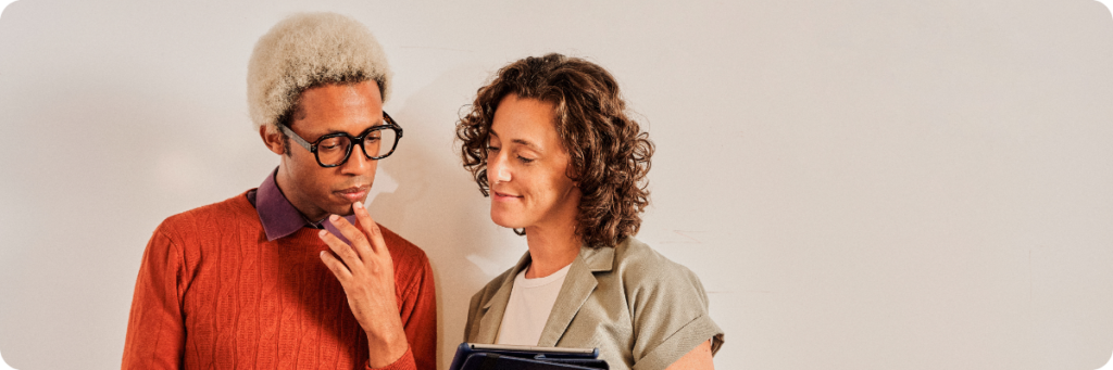 Two creative marketers discussing if they need a marketing framework for their business.
